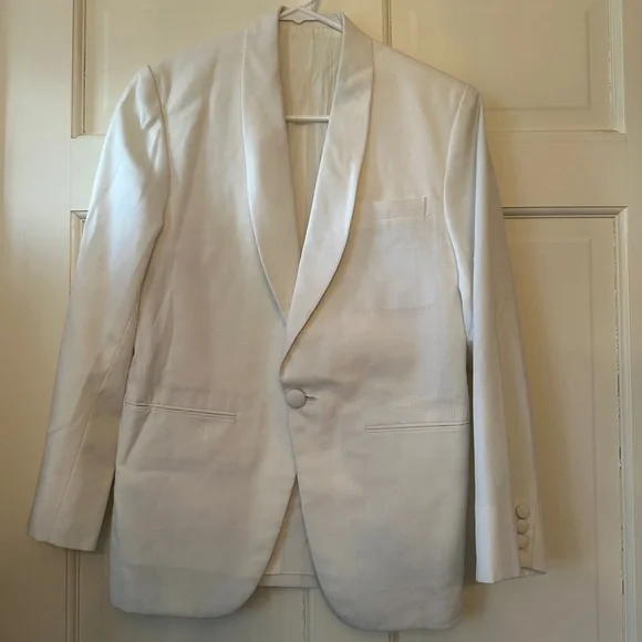 Elegant Vintage White tailored fit linen blazer - Picture 1 of 6